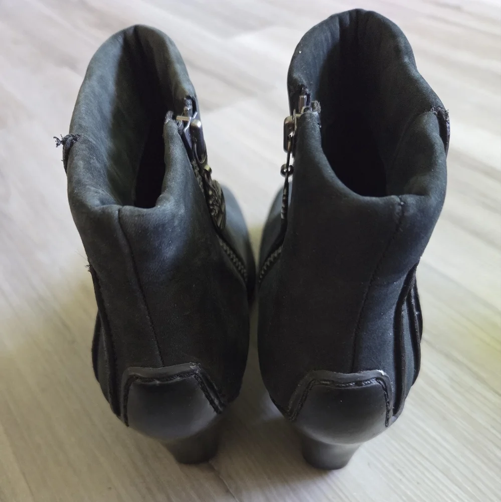 Timberland Baychester Black Leather‎ Suede Ankle Boots Womens 8 Heeled Booties